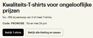 15% korting op Tshirts via Vistaprint