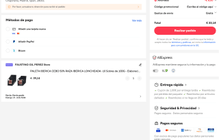 10 Sobres de 100G 1KG PALETA IBERICA CEBO 50% RAZA IBERICA LONCHEADA Ibéricos Faustino Gil por solo 33,14€