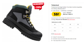 Botas de Trekking para Hombre Timberland Heritage Rubber-Toe Hiker por 59.99€
