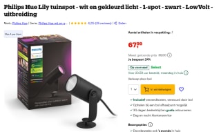 PHILIPS HUE Lily Spot Zwart - Uitbreiding voor basisset voor €67,99 bij Bol