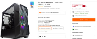 Ordenador PcCom Lite AMD Ryzen 5 5500 / 16GB / SSD 1TB / RX 6600 por 669€