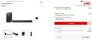 Philips TAB8907/10 soundbar met draadloze subwoofer voor €347 bij Mediamarkt