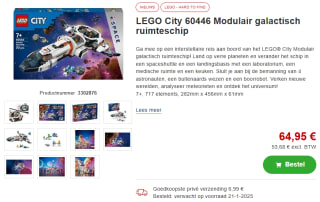 LEGO City 60446 Modulair galactisch ruimteschip (60446) voor €64,99 bij ProShop