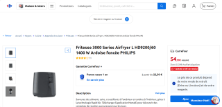 Friteuse Airfryer Philips 3000 Series L HD9200/60 1400 W Ardoise foncée à 54,99€