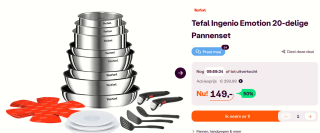 Tefal Ingenio Emotion ON 20-delige set - inductie- pannenset voor €149 bij Ibood
