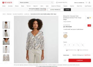 Blusa com Estampa de Onça na cor Bege - R$ 49,90