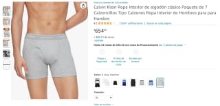 Pack 7 Bóxers XL Calvin Klein por $655 en Amazon