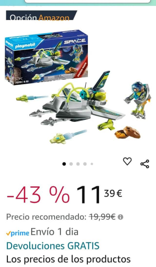 Playmobil Misión Espacio Dron por 11,39€.