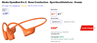 Shokz OpenRun Pro 2 oranje voor €142,97 bij Bol