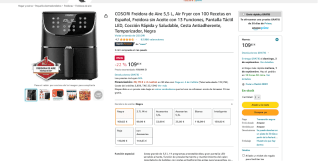 COSORI Freidora de Aire 5,5 L Air Fryer con 100 por 109,83€