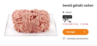 Bereid varkensgehakt aan €3,60/kg vanaf 2,5 kg bij Colruyt