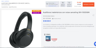 Audífonos WH-1000XM4 Sony por $3,643 con Mercado Pago