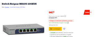NETGEAR MS105 - Switch voor €96,89 bij Bol