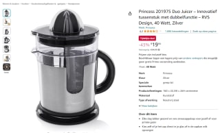 Princess 201975 Duo Juicer voor €19,94 bij Amazon