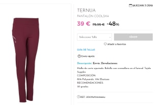 Mallas de Trekking de Mujer Ternua Coolsha por 39€