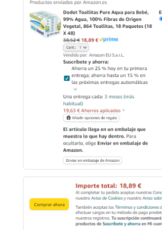 867 toallitas Dodot Toallitas Pure Aqua para Bebe 18 Paquetes por 18,89€