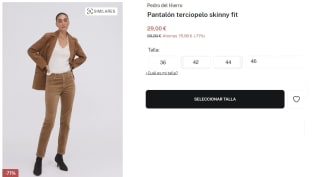 Pantalón terciopelo skinny fit para Mujer Pedro del Hierro por 29€