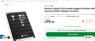 Western Digital 2TB Portable Rugged USB 3.2 Hard Drive - £59.94