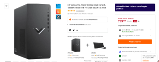 HP Victus 15L TG02-1022ns Intel Core i5-13400F/16GB/1TB + 512GB SSD por 799€