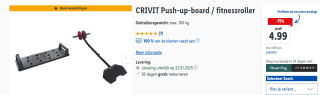 CRIVIT Push-up-board en/of fitnessroller voor €4,99 in de Lidl webshop