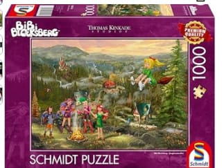 Puzzle de 1000 piezas marca Schmidt Spiele Thomas Kinkade, Kiddinx, Bibi Blocksberg, reunión de jóvenes Brujas por 6,48€