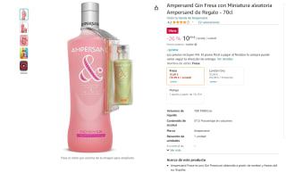 Ampersand Gin Fresa con Miniatura aleatoria Ampersand de Regalo - 70cl por 10,99€
