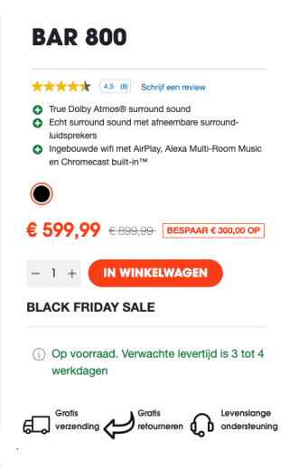 JBL Bar 800 voor 599,99 euro ( ING klanten kunnen 480 euro betalen )