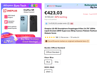 OnePlus 12R 5G 16 GB RAM 256 GB voor €423,03 bij Aliexpress