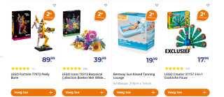 Alle speelgoed. Inclusief Lego de 2e halve prijs bij Trekpleister