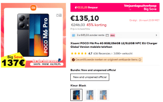 Xiaomi Handy Poco M6 Pro 256GB voor €135,10 bij Aliexpress