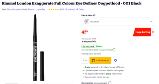Rimmel London Exaggerate Full Colour Eye Definer Oogpotlood Black voor €4,50 bij Bol.com