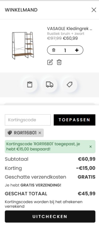 VASAGLE kledingrek, met schoenenrek, 5-verdiepingen voor €45,99 dmv code bij Songmics