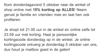 Kwantum Vip-avond op donderdag 5 oktober