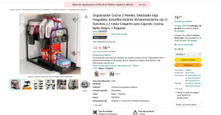 Organizador GEMWON Fregadero extraíble 4 Ganchos y 2 Cesta Colgante para cajones por 16,99€