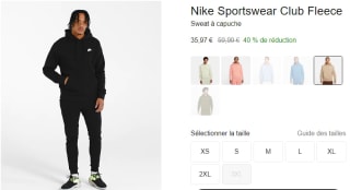 Sweat à capuche Nike Sportswear Club Fleece à 35,97€