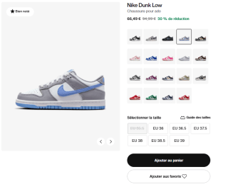 Chaussure pour ado Nike Dunk Low à 66,49€