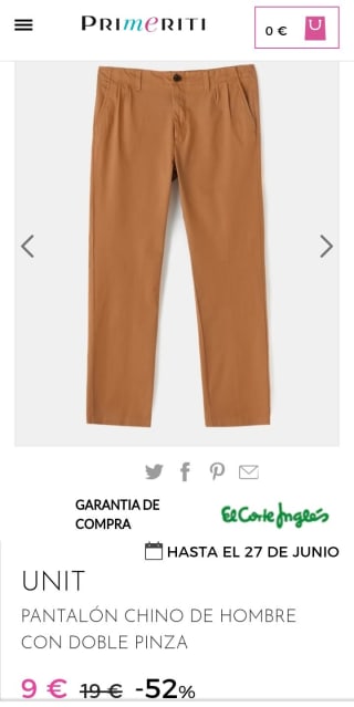 Unit Pantalón chino de hombre por 9€.