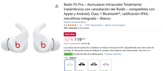 Beats Fit Pro - Draadloze oordopjes - Wit voor €119,25 bij Amazon