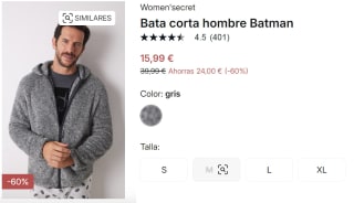 Bata corta de hombre Batman por 15.99€