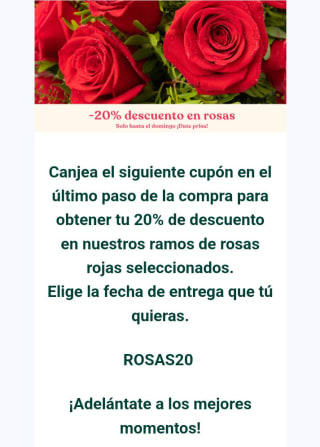 20% descuento en rosas seleccionadas