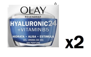 2 Botes de Olay Hyaluronic 24 + Vitamina B5, Gel Crema De Día Hidratante Con Ácido Hialurónico, Para Una Piel Visiblemente Sana, 50 ml por 25.44€