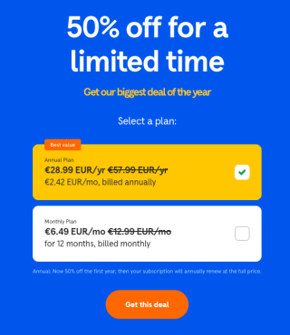 50% korting, 12 maanden Headspace voor 28,99 euro