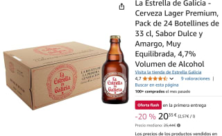 24 botellines La Estrella de Galicia Cerveza Lager Premium 33 cl por 20,35€