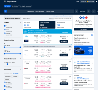 Vuelos ida y vuelta Madrid - Montreal desde 352€ con Skyscanner