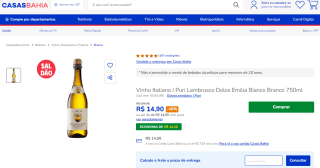 Vinho Italiano I Puri Lambrusco Branco de 750ml - R$ 14,90