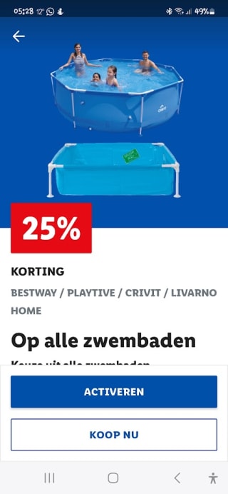 25% extra korting op alle (Bestway) zwembaden dmv coupon bij de Lidl