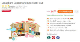Draagbare Supermarkt speelset voor €14,99 bij Lobbes