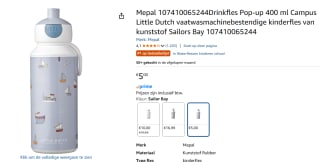 Drinkfles pop-up Campus 400 ml Little Dutch - Sailors Bay voor €5 bij Amazon