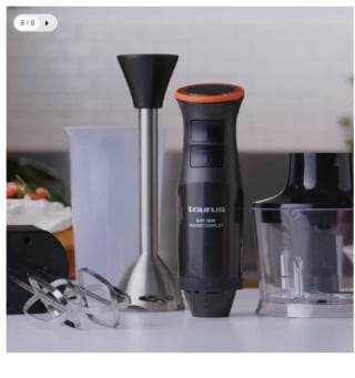 Taurus BAPI 1200 Rocket - Batidora de mano 1200W | Regulador de 20 velocidades ajustable | Función Turbo | Cuchillas de acero inoxidable | Doble batidor | Diseño ergonómico | Vaso medidor 500 ml por 18,3€