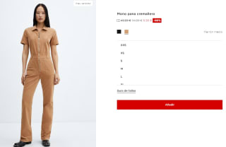 Mono de pana con cremallera para Mujer por 6.99€